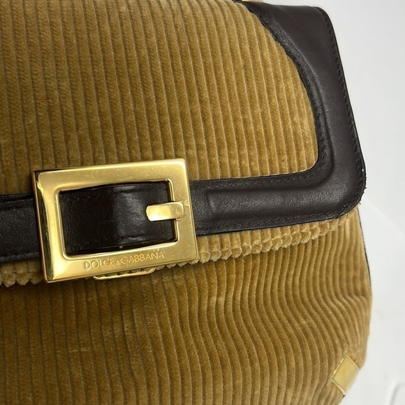 Dolce & Gabbana Vintage Corduroy Leather Handbag Crossbody Chain - Picture 12 of 16